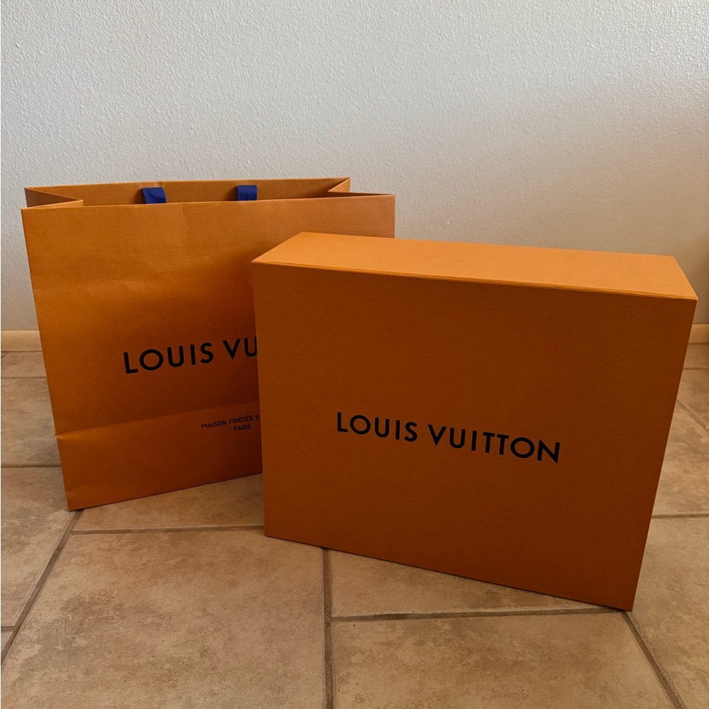 Medium Size Louis Vuitton Signature Magnetic Orange Box and Bag